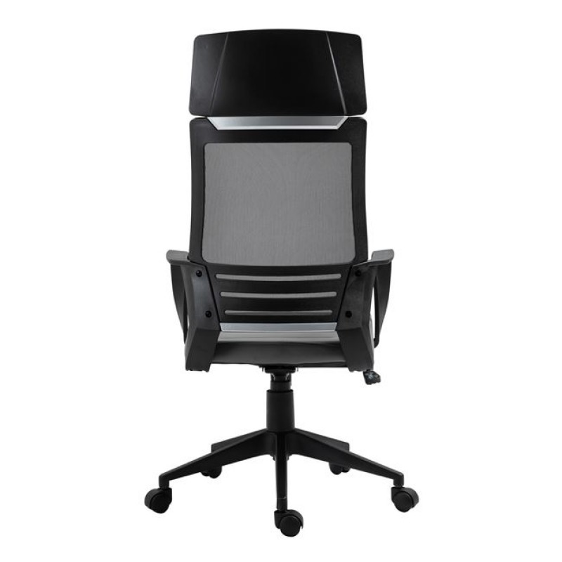 Πολυθρόνα γραφείου mesh μαύρο με pu γκρι 60x65x114/124 εκ