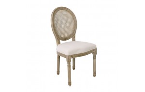 Jameson καρέκλα με ψάθα και ύφασμα εκρού 49x45x97 εκ