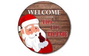 HoHoHome ξύλινο χειροποίητο στρογγυλό πινακάκι χριστουγεννιάτικο με Άγιο Βασίλη
