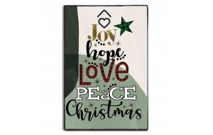 Χριστουγεννιάτικο vintage ξύλινο πινακάκι joy hope love peace Christmas