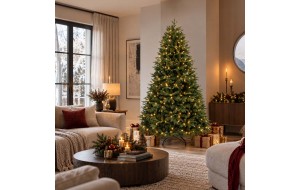 Franklin Pine pre-lit χριστουγεννιάτικο δέντρο με μεικτό φύλλωμα PE και PVC και 350 ενσωματωμένα LED σε θερμό λευκό φως ύψους 210 εκ