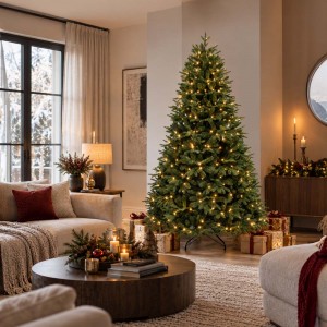Franklin Pine pre-lit χριστουγεννιάτικο δέντρο με μεικτό φύλλωμα PE και PVC και 350 ενσωματωμένα LED σε θερμό λευκό φως ύψους 210 εκ