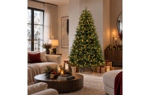 Franklin Pine pre-lit χριστουγεννιάτικο δέντρο με μεικτό φύλλωμα PE και PVC και 450 ενσωματωμένα LED σε θερμό λευκό φως ύψους 240 εκ
