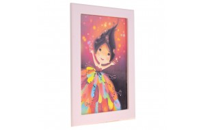 Διακοσμητικό χειροποίητο ξύλινο πινακάκι κορίτσι με πολύχρωμο φόρεμα 23x33 εκ