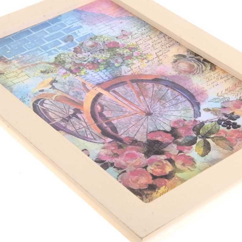 Πασχαλινή λαμπάδα Vintage Ποδήλατο με Λουλούδια με διακοσμητικό χειροποίητο πινακάκι 23x33 εκ