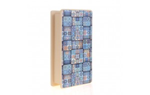 Χειροποίητο διακοσμητικό κουτί ξύλινο με μοτίβο σε μπλε απόχρωση 26.5x13x7 εκ