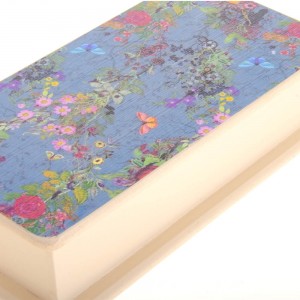 Ξύλινο χειροποίητο διακοσμητικό κουτί με Floral θέμα 26.5x13x7 εκ