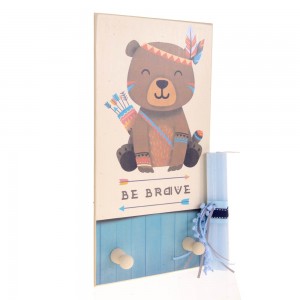 Be Brave Παιδική πασχαλινή λαμπάδα κρεμάστρα  χειροποίητη ξύλινη 20x40 εκ