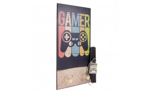 Πασχαλινή λαμπάδα  Gamer με χειροποίητη ξύλινη κρεμάστρα 20x40 εκ
