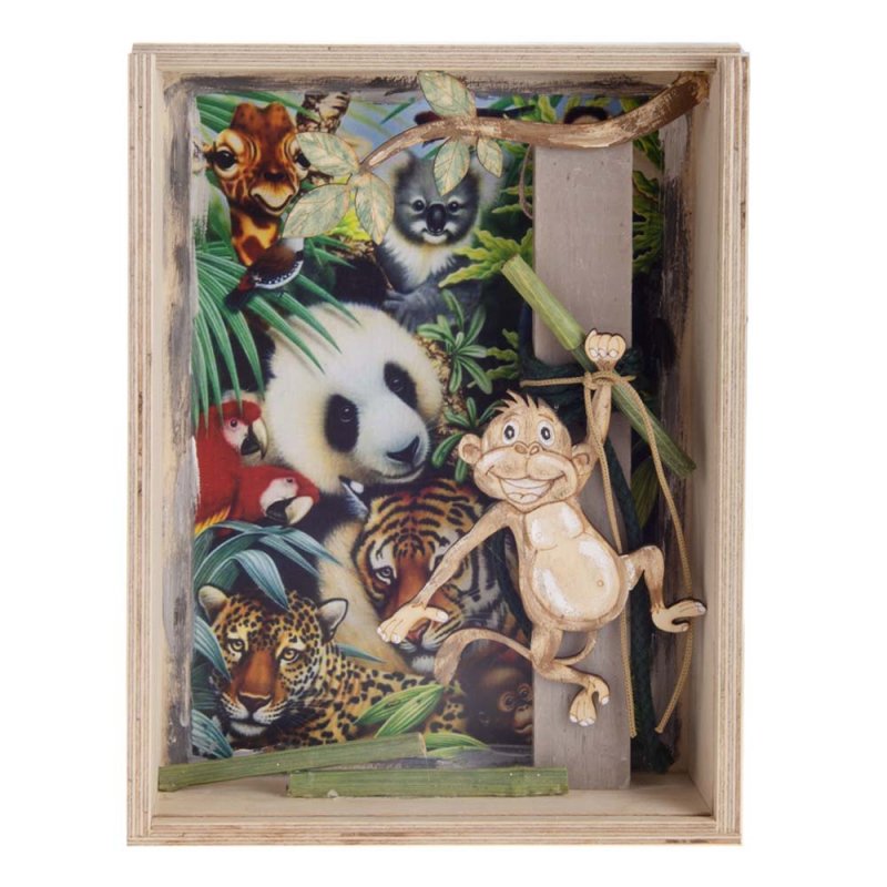 Ζούγκλα Πασχαλινή λαμπάδα και χειροποίητο ξύλινο κουτί με plexiglass 22x7x29
