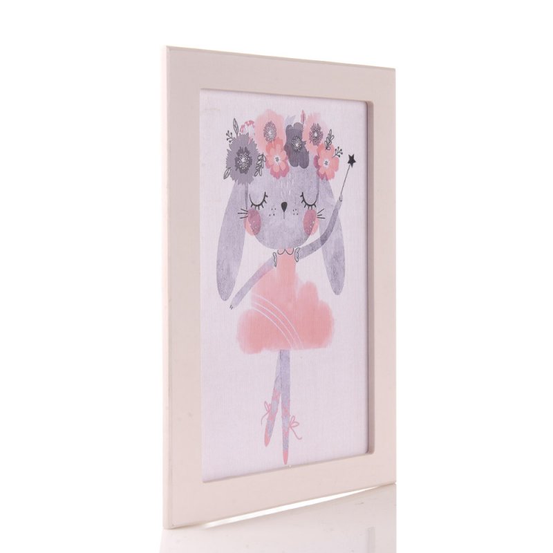 Μπαλαρίνα λαγουδάκι διακοσμητικό παιδικό χειροποίητο πινακάκι με πλαίσιο 23x33 εκ