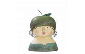 Granny διακοσμητική φιγούρα από πολυρεζίνη με μήλο στα μαλλιά 18x10x23 εκ