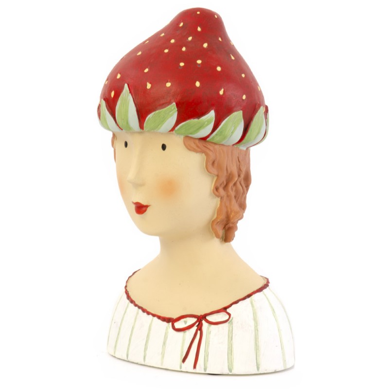 Φιγούρα διακοσμητική κοπέλας με φράουλα από πολυρεζίνη 18x12x28 εκ