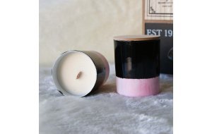 Κερί αρωματικό από σόγια σε γυάλινο βαζάκι ζωγραφισμένο στο χέρι με άρωμα μαύρης ορχιδέας 9x8 εκ