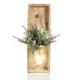 Ξύλινο διακοσμητικό  τοίχου με λουλούδια τεχνητά και λαμπάκια σε βαζάκι 16.5x3.5x50 εκ
