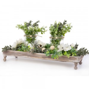 Επιτραπέζια ανοιξιάτικη σύνθεση με διακοσμητικά λουλούδια και λαμπάκια 50x17x23 εκ