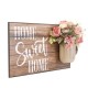 Χειροποίητο πινακάκι Home Sweet Home με διακοσμητικά λουλούδια σε βαζάκι 48x10x24 εκ