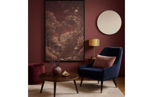 Burgundy Jungle πίνακας ελαιογραφίας με χρυσοτυπία σε τυπωμένο καμβά με θέμα ζούγκλα σε μπορντό αποχρώσεις 83x123 εκ
