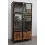 Industrial μεταλλική βιτρίνα με ξύλο mango και γυαλί 100x40x200 εκ Industrial μεταλλική βιτρίνα με ξύλο mango και γυαλί 100x40x200 εκ