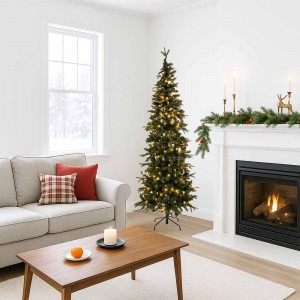 Alpine Pre-Lit Slim χριστουγεννιάτικο δέντρο σε πράσινη απόχρωση με ενσωματωμένα 150 LED λαμπάκια και ύψος 150 εκ  