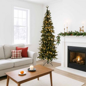Alpine Pre-Lit Slim χριστουγεννιάτικο δέντρο σε πράσινη απόχρωση με ενσωματωμένα 300 LED λαμπάκια και ύψος 210 εκ  