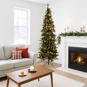 Alpine Pre-Lit Slim χριστουγεννιάτικο δέντρο σε πράσινη απόχρωση με ενσωματωμένα 400 LED λαμπάκια και ύψος 240 εκ  