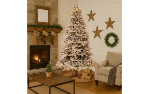 Jersey Pine Pre-Lit χριστουγεννιάτικο δέντρο με χιονισμένα πράσινα φύλλα και 800 ενσωματωμένα LED με ύψος 210 εκ
