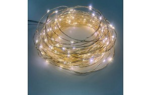 200 Led λαμπάκια με χάλκινο καλώδιο και θερμό λευκό φως 20μ