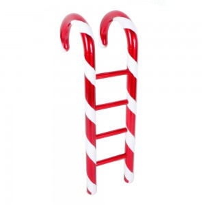 Χριστουγεννιάτικη διακοσμητική σκάλα σε κόκκινο και λευκό χρώμα 90 εκ