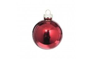 Χριστουγεννιάτικη μπάλα γυάλινη σε κόκκινο σκούρο χρώμα σετ των δώδεκα τεμαχίων 4 εκ