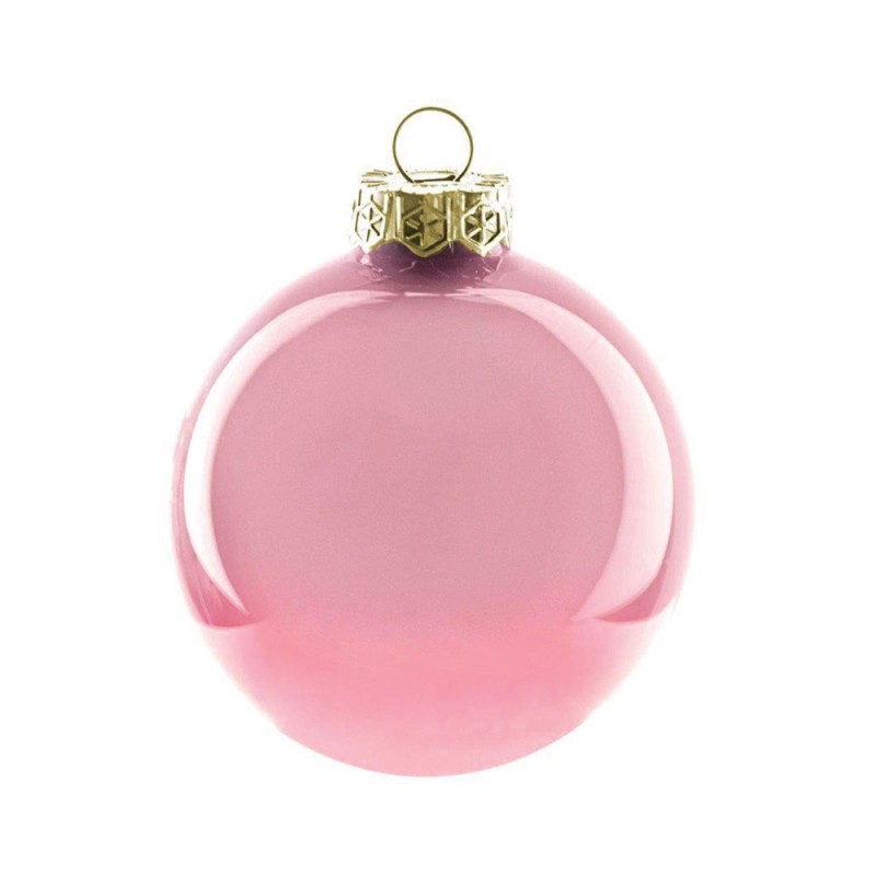 Χριστουγεννιάτικη μπάλα γυάλινη σε ροζ χρώμα σετ των δύο 8 εκ