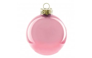 Χριστουγεννιάτικη μπάλα γυάλινη σε ροζ χρώμα σετ των δύο 10 εκ
