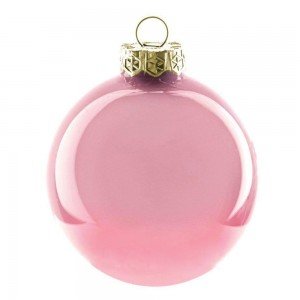 Χριστουγεννιάτικη μπάλα γυάλινη σε ροζ χρώμα σετ των δύο 10 εκ