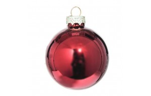 Χριστουγεννιάτικη μπάλα γυάλινη σε κόκκινο χρώμα σετ των δύο 8 εκ