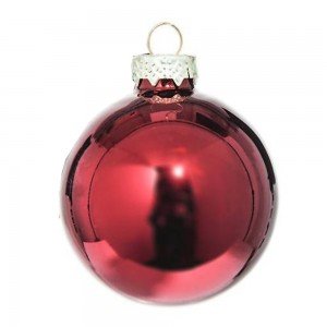 Χριστουγεννιάτικη μπάλα γυάλινη σε κόκκινο σκούρο χρώμα σετ των δύο 8 εκ