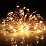 100 Led λαμπάκια με μπρονζέ καλώδιο χαλκού και θερμό λευκό φως 10μ