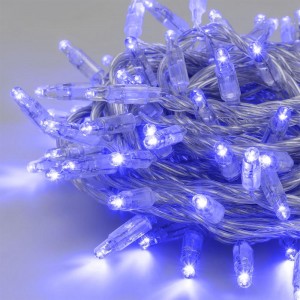 100 Led IP44 μπλε φωτισμού επεκτεινόμενο με μετασχηματιστή και διάφανο καλώδιο 5μ