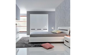 New York διπλό κρεβάτι από MDF σε λευκό χρώμα 165x214x35 εκ