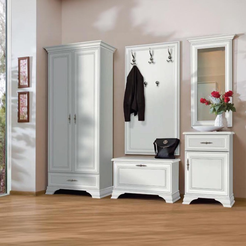 Paris παπουτσοθήκη από MDF σε λευκό χρώμα με ένα ντουλάπι 80x35x50 εκ