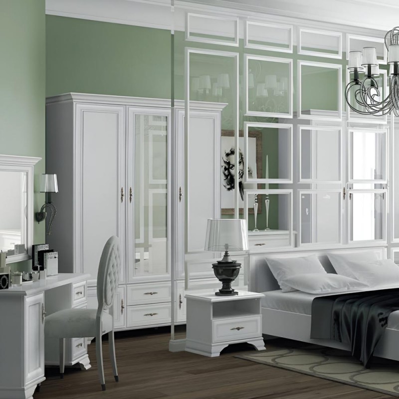 Paris μονόφυλλη ντουλάπα από MDF σε λευκό χρώμα με καθρέπτη και κρεμάστρα με ντουλάπι 115,5x44x210 εκ