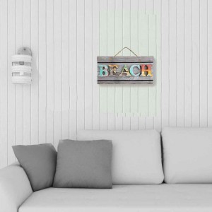 Beach multicolor ξύλινος vintage πίνακας
