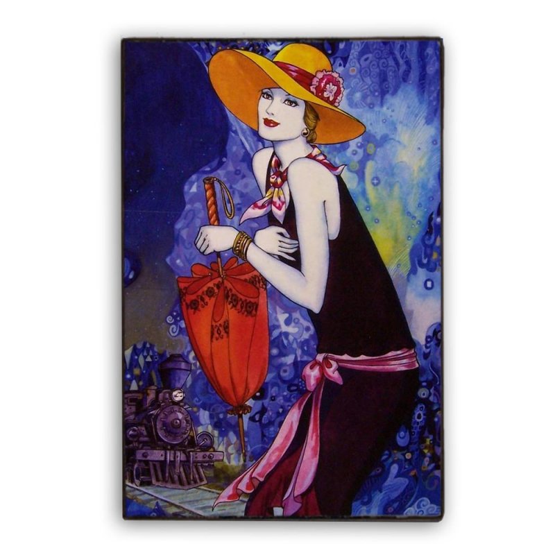 Τσάρλεστον γυναίκα εποχής του 1920 χειροποίητο διακοσμητικό πινακάκι