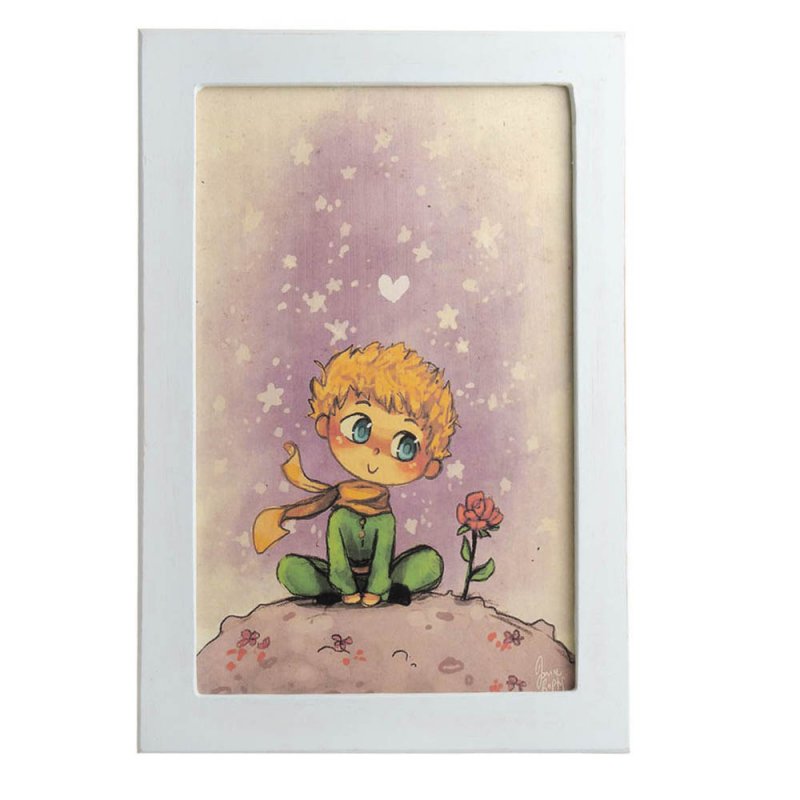 Μικρός πρίγκιπας παιδικό χειροποίητο ξύλινο πινακάκι με πλαίσιο 23x33 εκ