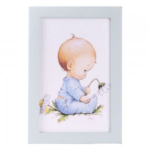 Παιδικό χειροποίητο πινακάκι αγοράκι μωρό με πλαίσιο 23x33 εκ