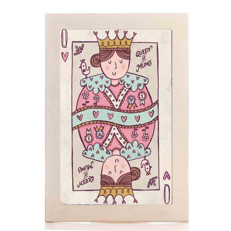 Queen of mums χειροποίητο ξύλινο πινακάκι με θέμα τη μητέρα 20x30 εκ