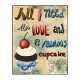 Retro πίνακας χειροποίητος love and cupcakes