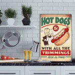 Hot dogs ξύλινος vintage πίνακας