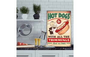 Hot dogs ξύλινος vintage πίνακας
