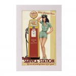 Vintage πινακάκι pin up girl service station