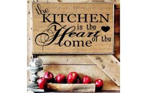 Kitchen is the heart of the home vintage ξύλινος πίνακας
